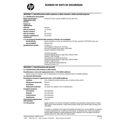 Toner alta capacità 312X HP nero  CF380X